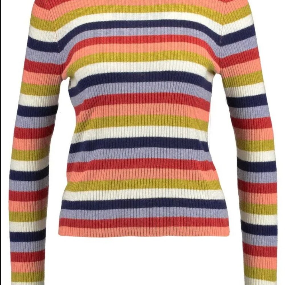 Striped Multicolor Ribbed Women's Top - Picture 5 of 8